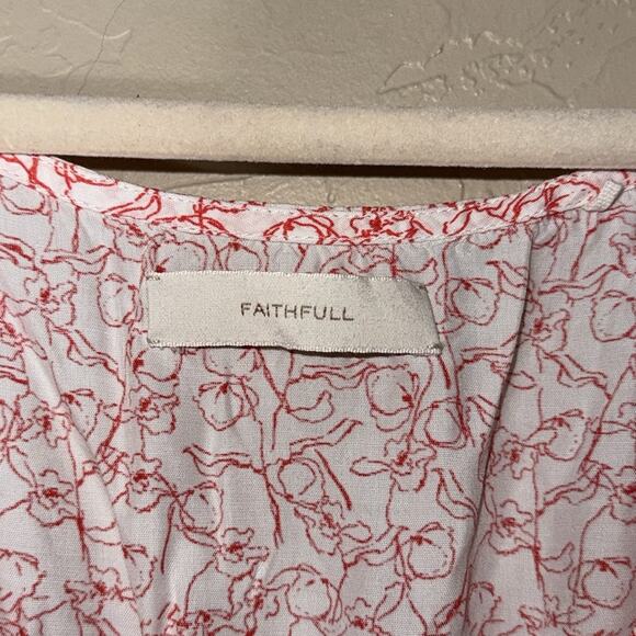 Faithfull The Brand Aurelie Midi Dress Calla red and white size 4 - Picture 5 of 10